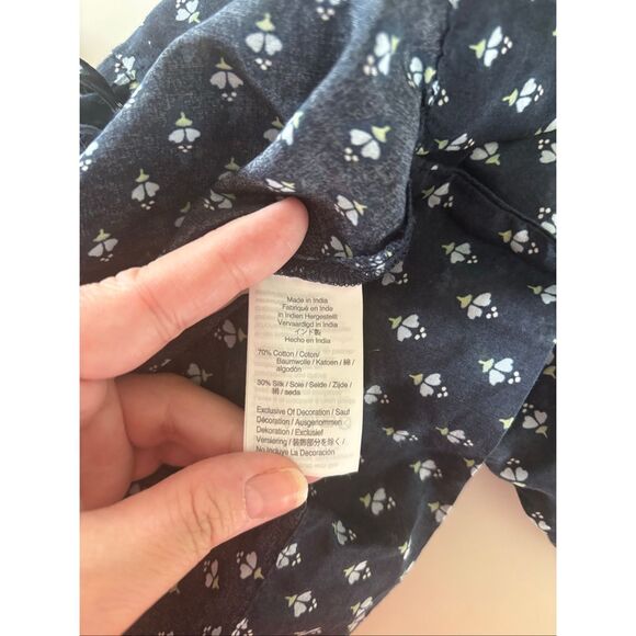 JCREW Point Sur embroidered block print peasant top Navy Women’s Size XS - Picture 3 of 10